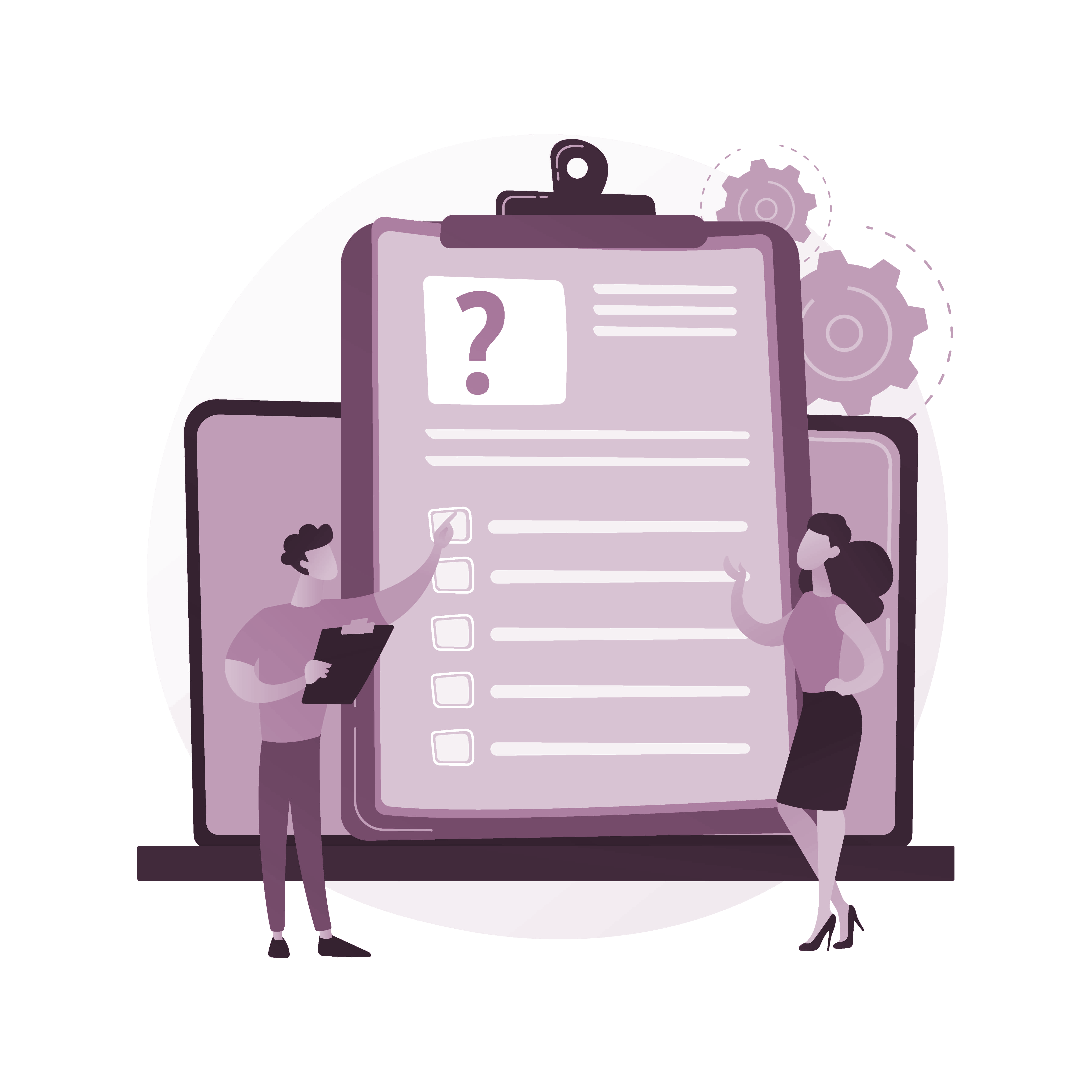 Personas delante de un formulario